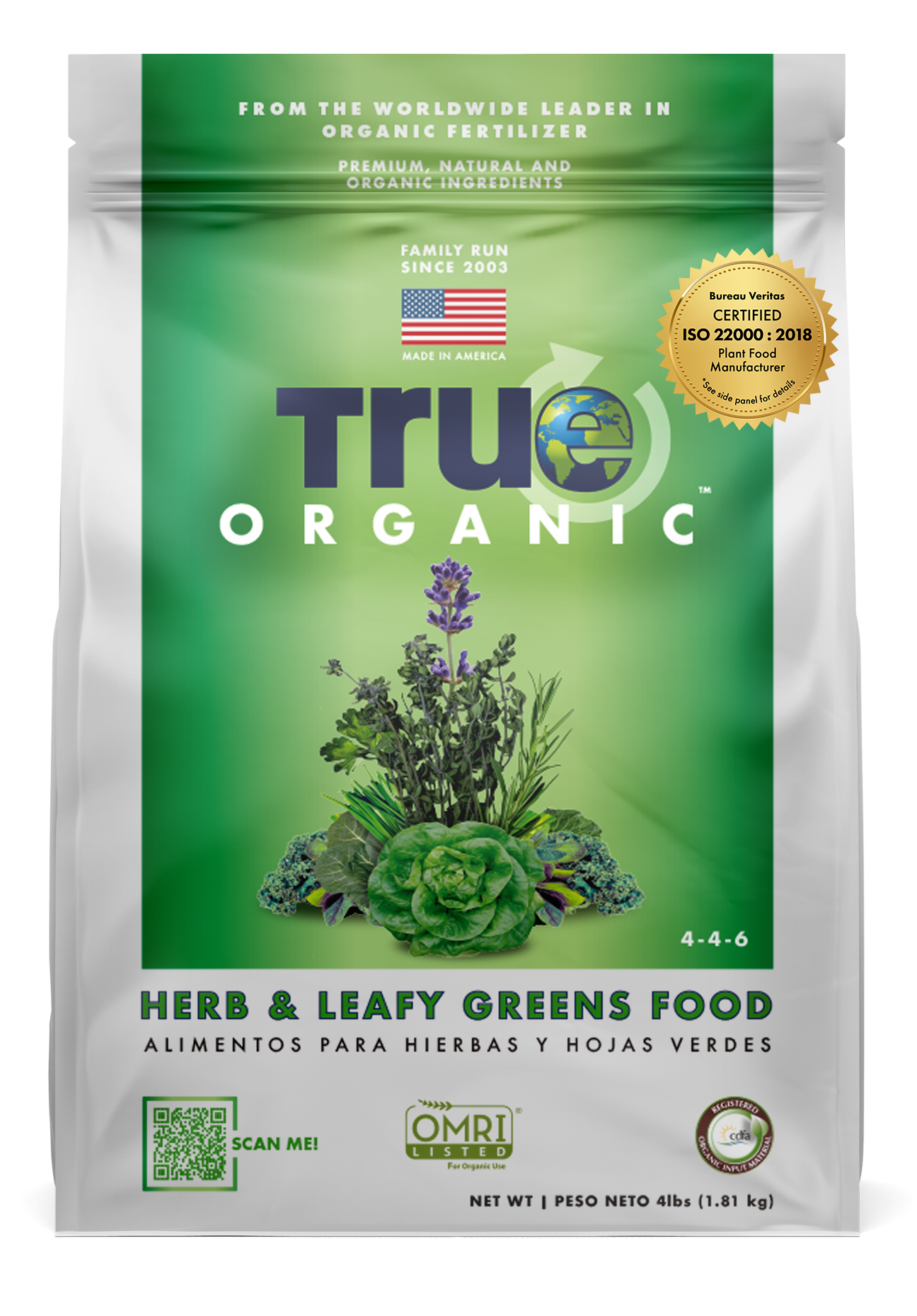 True Organic Premium Herb & Leafy Green Plant Food for Backyard Gardening
